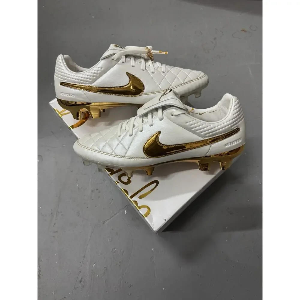 SAMPLE Nike Tiempo Legend SE FG Ronaldinho 10 Touch of Gold White Gold RARE